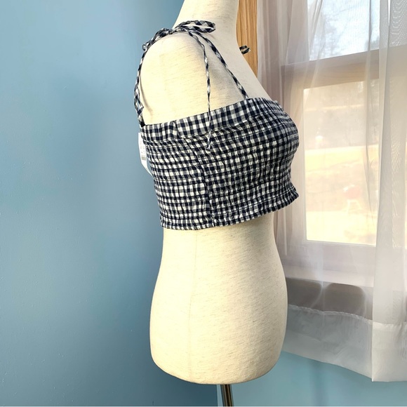 NWT J. Crew Black Gingham Smocked Halter Top - Picture 5 of 7